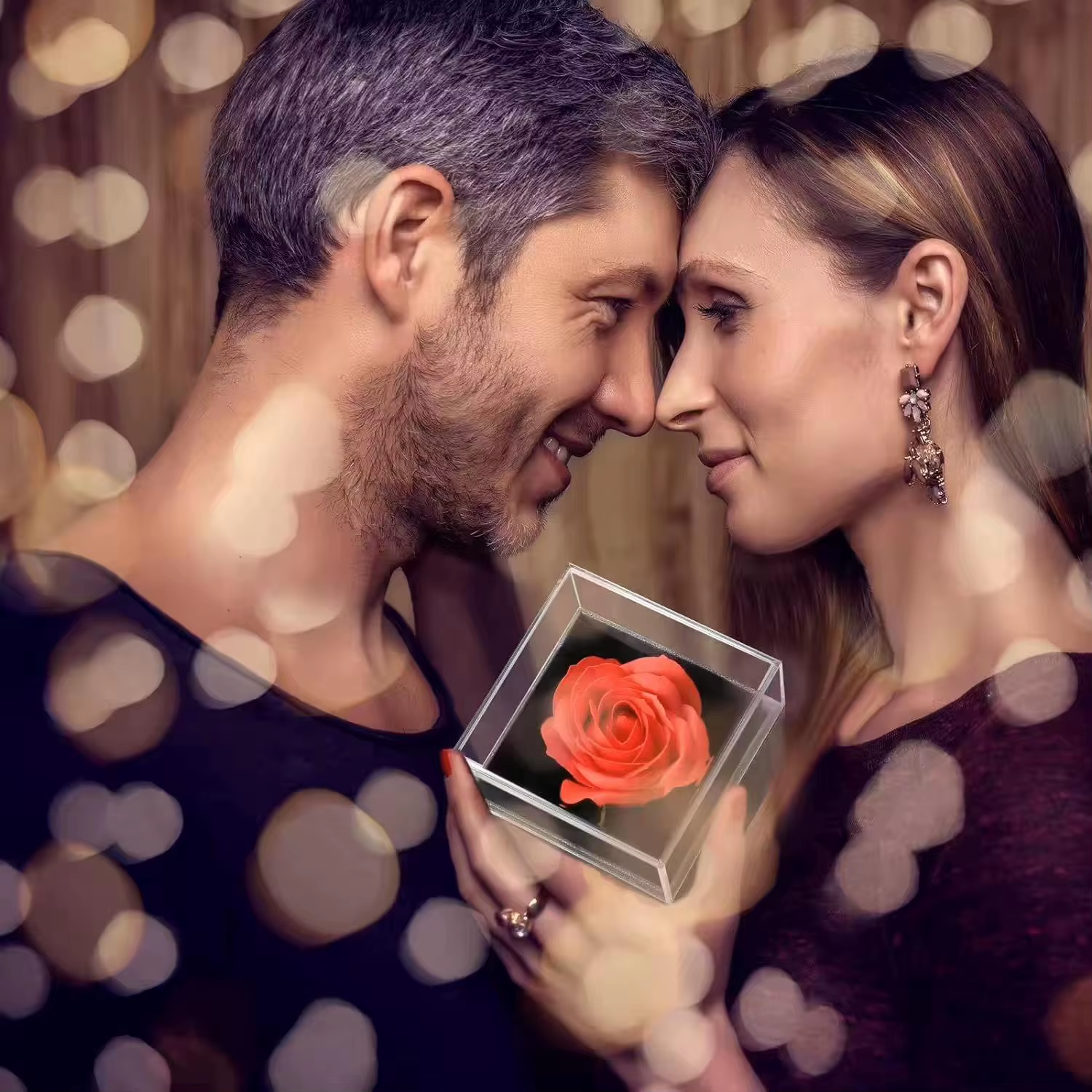 Rosa Eterna En Joyero y Collar ''TE AMO''