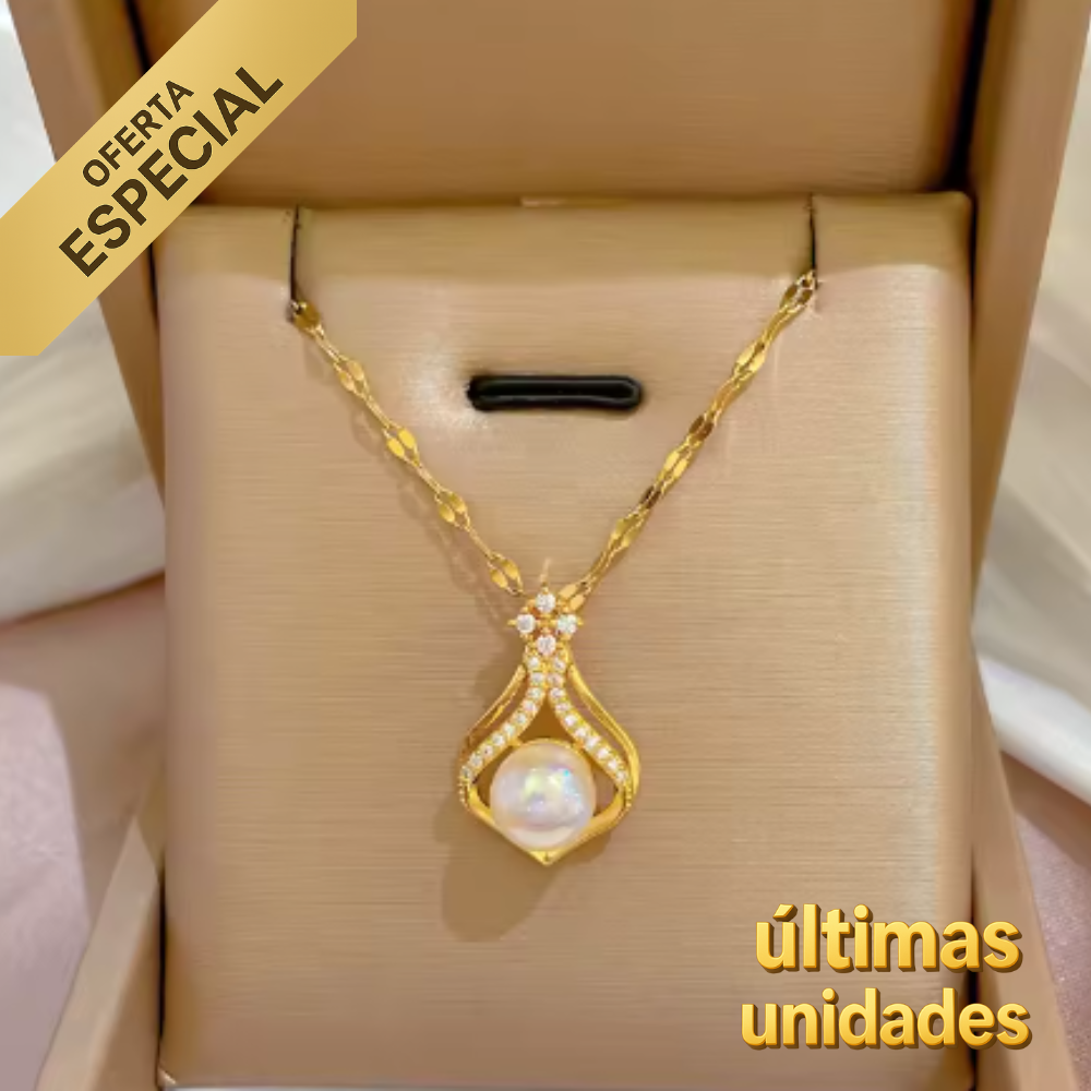 Collar dorado con linda perla